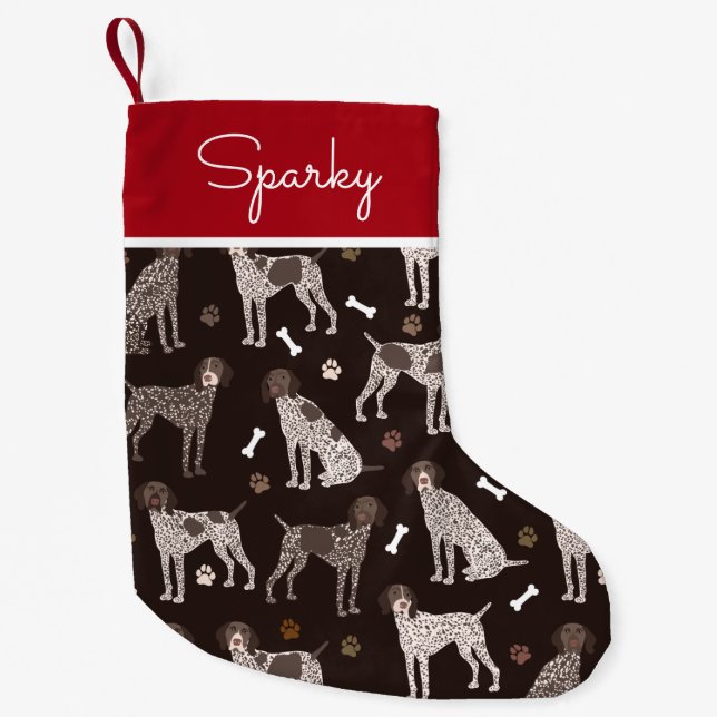 German Shorthaired Pointer Dog Custom Name Small Christmas Stocking (Front)