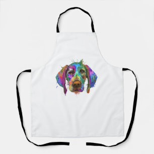 German Shorthaired Pointer Dog Face Colourful Pop Apron