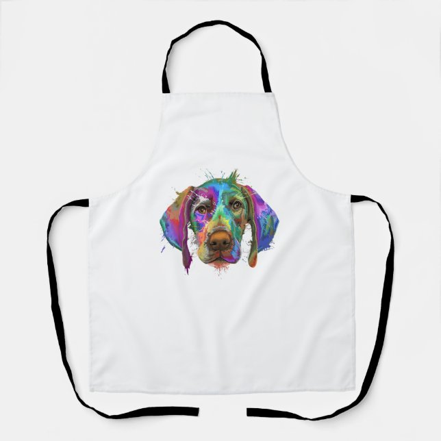 German Shorthaired Pointer Dog Face Colourful Pop  Apron (Front)