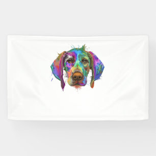 German Shorthaired Pointer Dog Face Colourful Pop  Banner