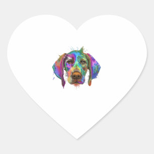 German Shorthaired Pointer Dog Face Colourful Pop  Heart Sticker