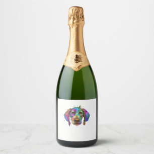 German Shorthaired Pointer Dog Face Colourful Pop Sparkling Wine Label