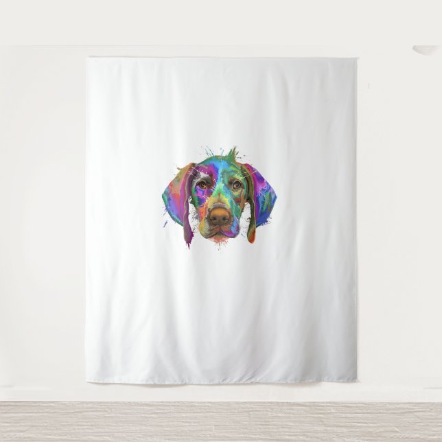German Shorthaired Pointer Dog Face Colourful Pop  Tapestry (Front)