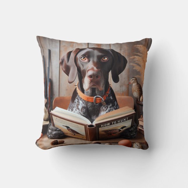 German Shorthaired Pointer Dog Funny Hunting Cushion (Front)