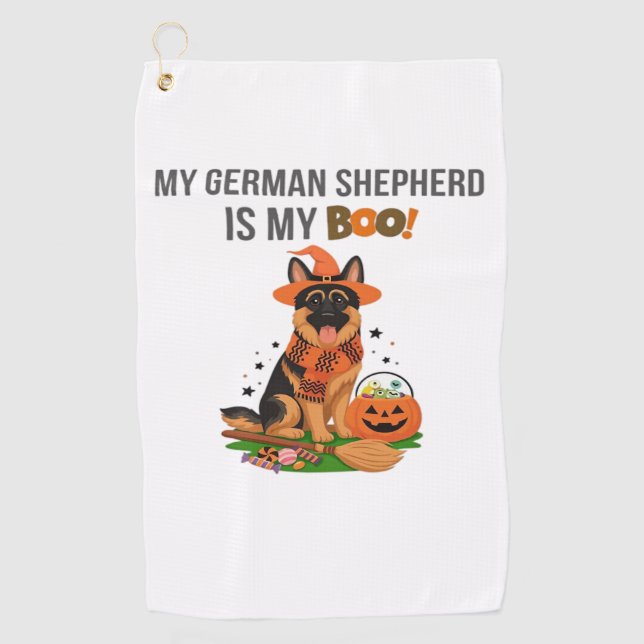 German Shorthaired Pointer Dog – Halloween Moon Si Golf Towel (Front)