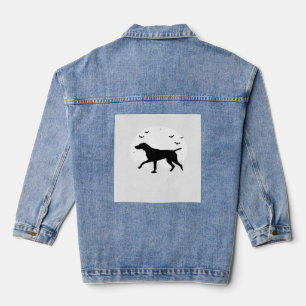 German Shorthaired Pointer Dog Halloween Moon Sil Denim Jacket