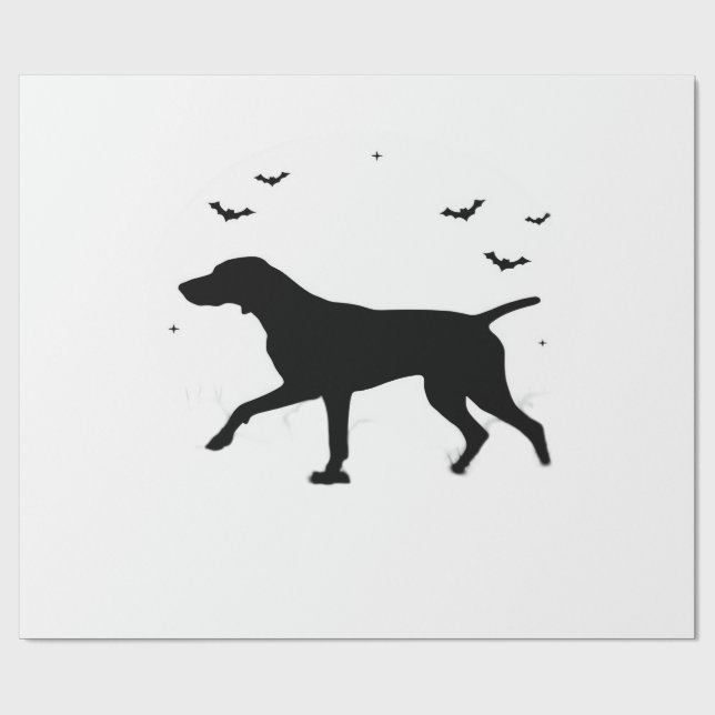 German Shorthaired Pointer Dog  Halloween Moon Sil Wrapping Paper (Flat)