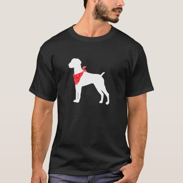 German Shorthaired Pointer Dog Wearing Red Bandann T-Shirt (Front)