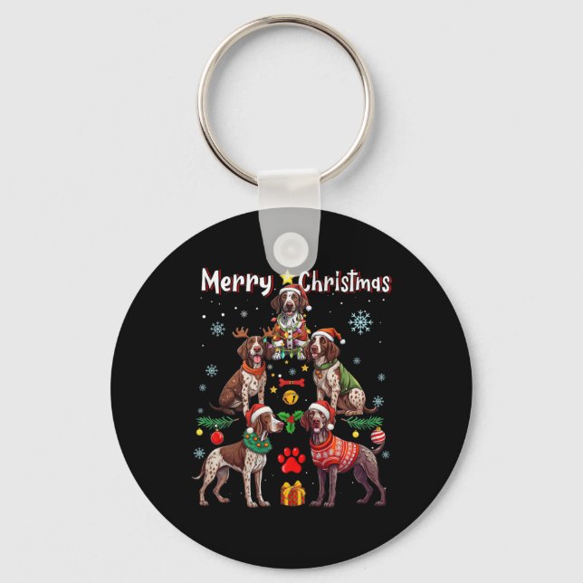German Shorthaired Pointer Dogs Merry Christmas Tr Key Ring (Front)