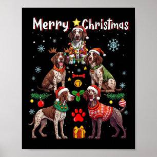 German Shorthaired Pointer Dogs Merry Christmas Tr Poster