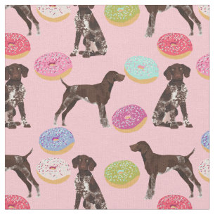 German Shorthaired Pointer donuts pink Fabric