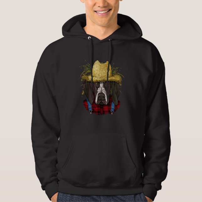 German Shorthaired Pointer Farmer Farming Agricult Hoodie (Front)
