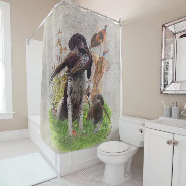 German Shorthaired Pointer (GSP) Shower Curtain (In Situ)
