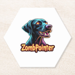 German Shorthaired Pointer GSP Zombie Dog Hallowee Paper Coaster