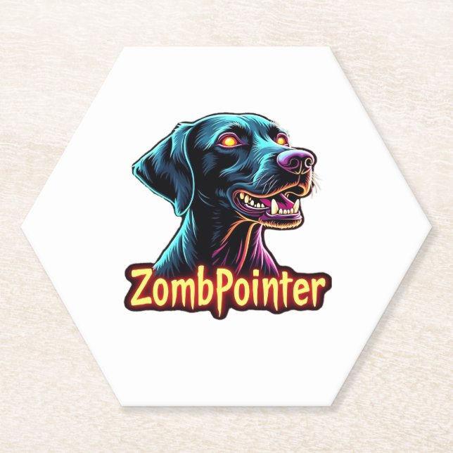 German Shorthaired Pointer GSP Zombie Dog Hallowee Paper Coaster (Front)