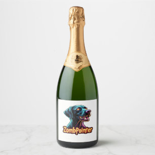 German Shorthaired Pointer GSP Zombie Dog Hallowee Sparkling Wine Label