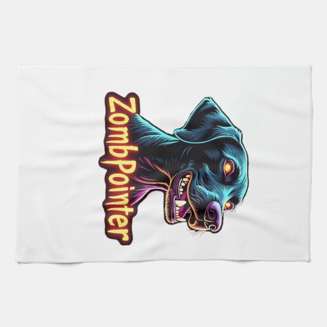 German Shorthaired Pointer GSP Zombie Dog Hallowee Tea Towel (Horizontal)