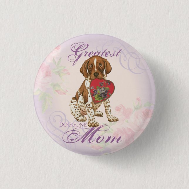 German Shorthaired Pointer Heart Mom 3 Cm Round Badge (Front)