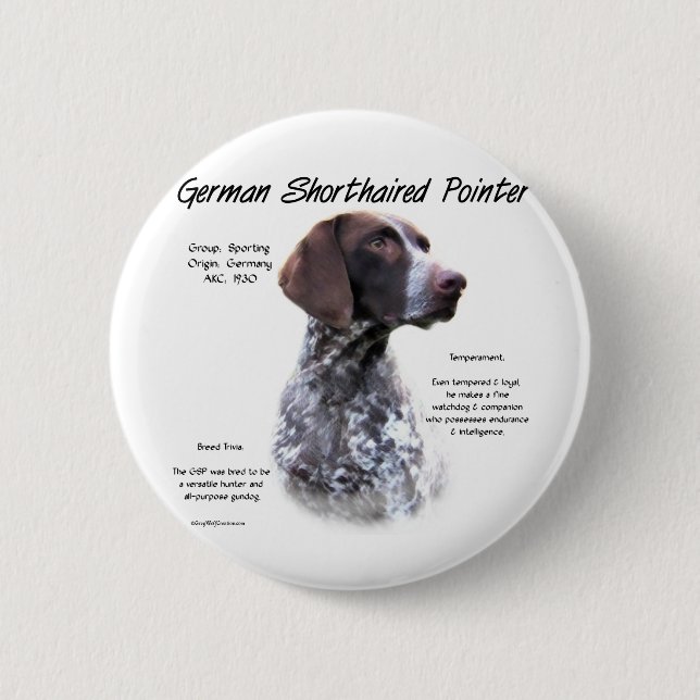 German Shorthaired Pointer History Design 6 Cm Round Badge (Front)
