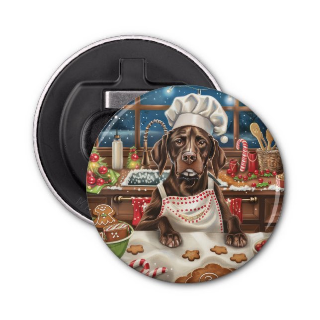 German Shorthaired Pointer Holiday Baking: Festive Bottle Opener (Front)