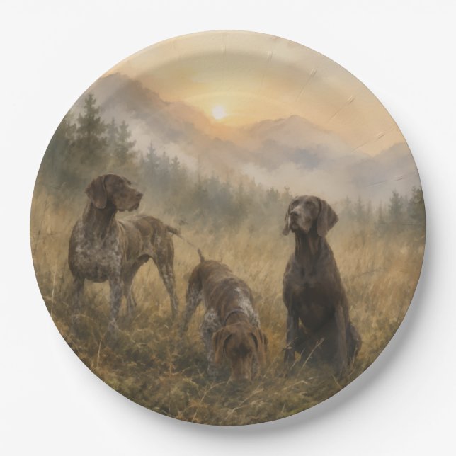 German Shorthaired Pointer– Hunting Collection Paper Plate (Front)