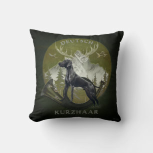 German Shorthaired Pointer , Hunting logo Cushion