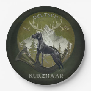 German Shorthaired Pointer , Hunting  logo  Paper Plate