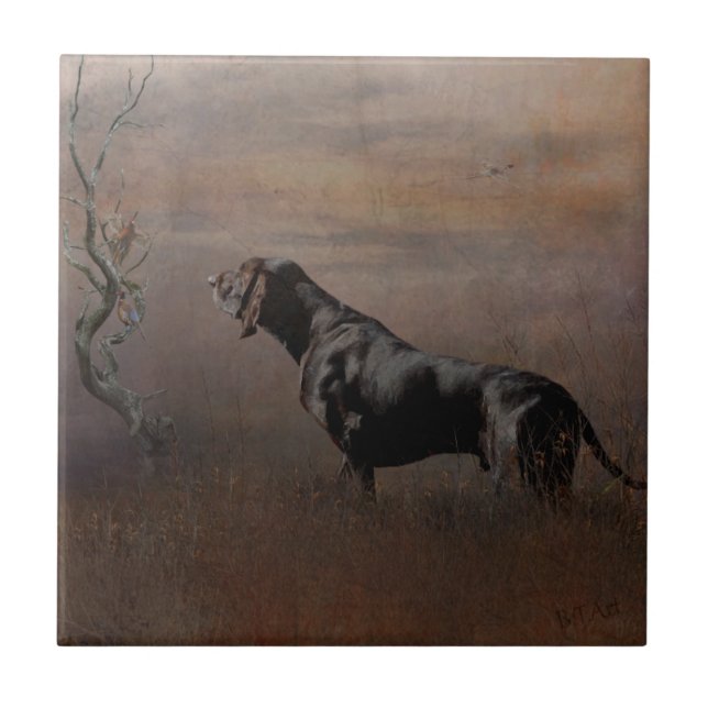 German Shorthaired Pointer , Hunting pheasant Tape Tile (Front)