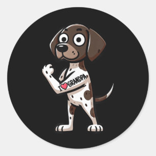German Shorthaired Pointer I Love Grandpa Funny Do Classic Round Sticker