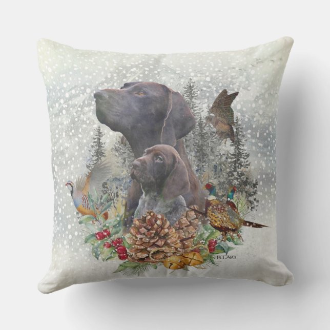 German Shorthaired Pointer in winter    Cushion (Back)