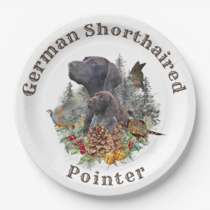 German Shorthaired Pointer in winter    Paper Plat Plate