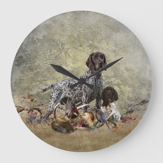 German Shorthaired Pointer    Large Clock (Front)