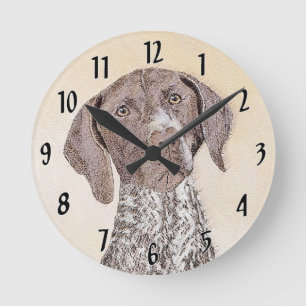 German Shorthaired Pointer Painting - Dog Art Round Clock