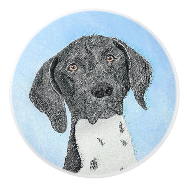 German Shorthaired Pointer Painting - Original Art Ceramic Knob (Front)