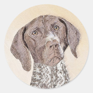 German Shorthaired Pointer Painting - Original Art Classic Round Sticker