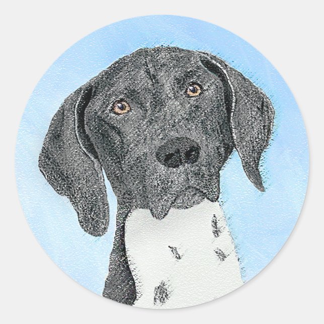German Shorthaired Pointer Painting - Original Art Classic Round Sticker (Front)