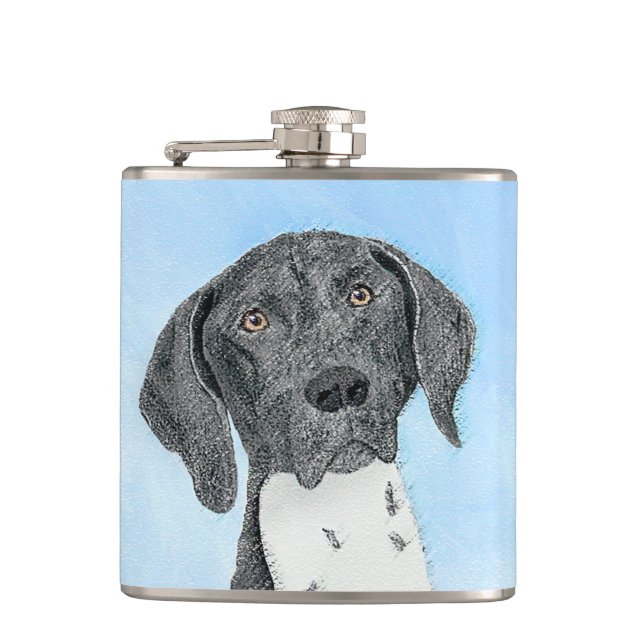 German Shorthaired Pointer Painting - Original Art Hip Flask (Front)