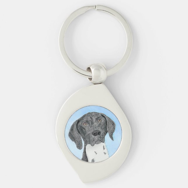 German Shorthaired Pointer Painting - Original Art Key Ring (Front)