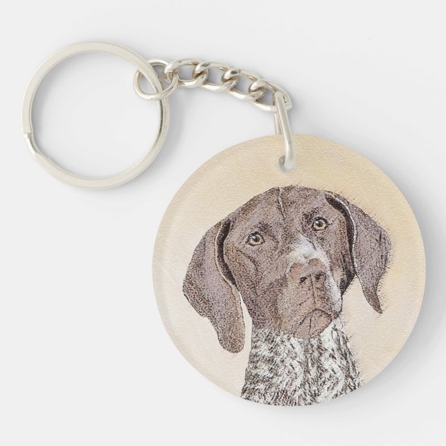 German Shorthaired Pointer Painting - Original Art Key Ring (Front)