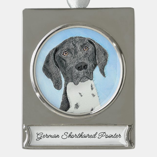 German Shorthaired Pointer Painting - Original Art Silver Plated Banner Ornament (Front)
