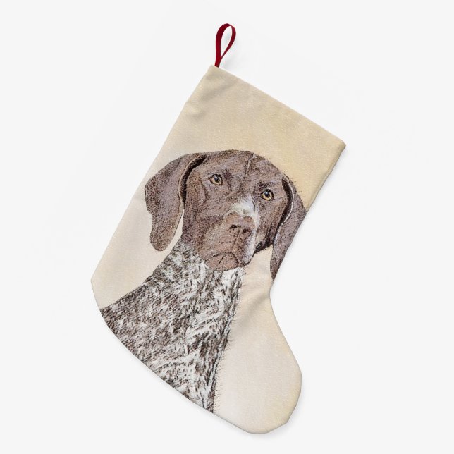 German Shorthaired Pointer Painting - Original Art Small Christmas Stocking (Front (Hanging))