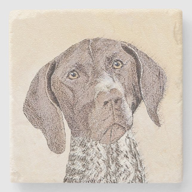German Shorthaired Pointer Painting - Original Art Stone Coaster (Front)