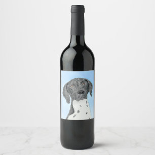 German Shorthaired Pointer Painting - Original Art Wine Label
