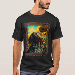 German Shorthaired Pointer Painting Sunflower Flow T-Shirt