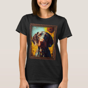 German Shorthaired Pointer Painting Sunflower Flow T-Shirt