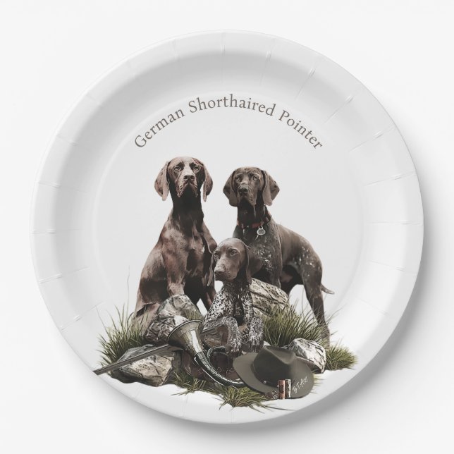 German Shorthaired Pointer  Paper Plate (Front)