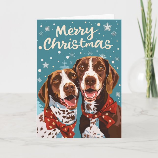 German Shorthaired Pointer Personalised Christmas  Holiday Card (Front)