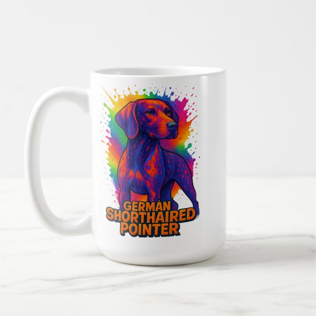 German Shorthaired Pointer Pop Art – Colourful Neo Coffee Mug (Left)