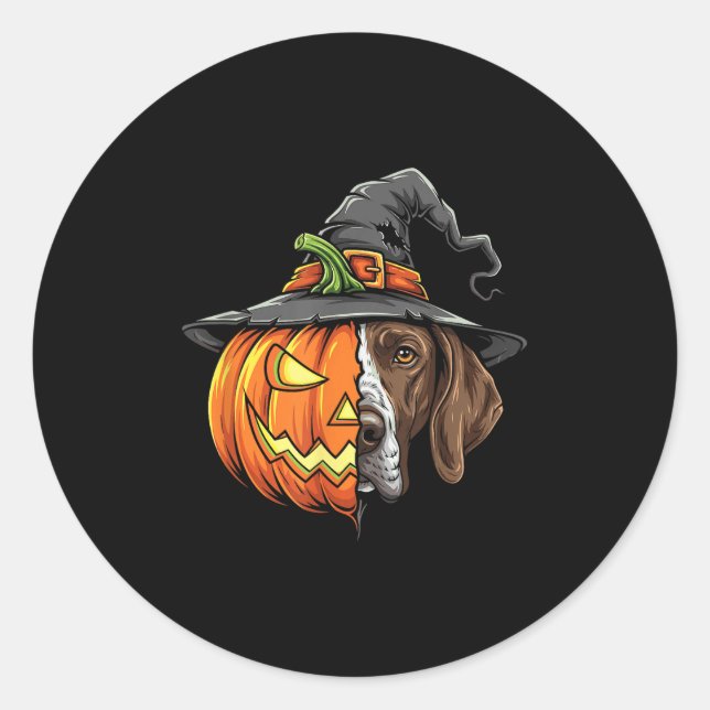 German Shorthaired Pointer Pumpkin Jack O Lantern  Classic Round Sticker (Front)