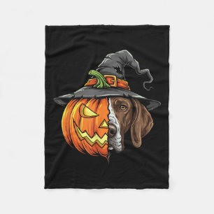 German Shorthaired Pointer Pumpkin Jack O Lantern Fleece Blanket